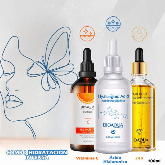 👑 Combo Bioaqua 3 en 1: Hidratación, Luminosidad y Renovación para tu piel 🤯