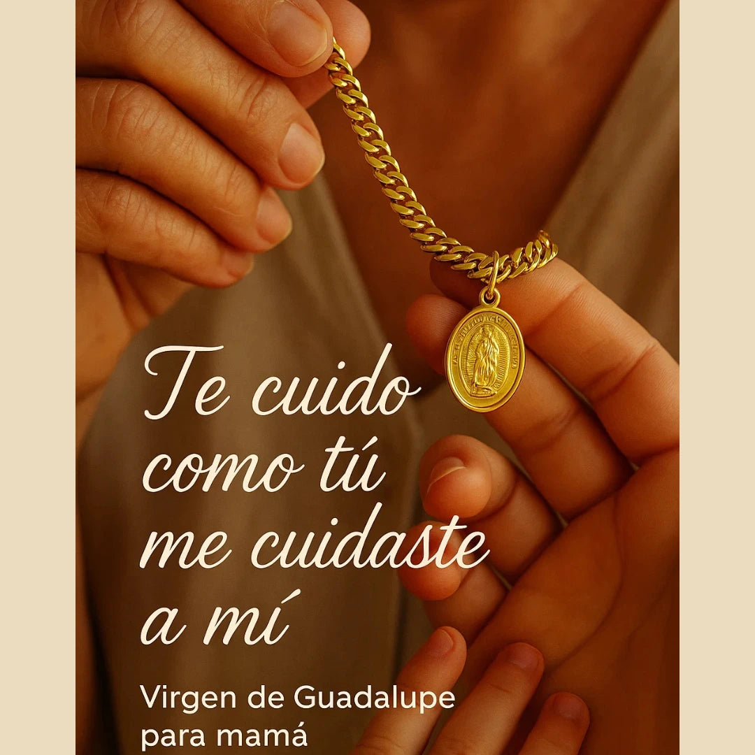 💖 CADENA CON DIJE DE LA VIRGEN DE GUADALUPE CON BAÑO DE ORO DE  18 KILATES – FE QUE BRILLA PARA MAMÁ" 👑
